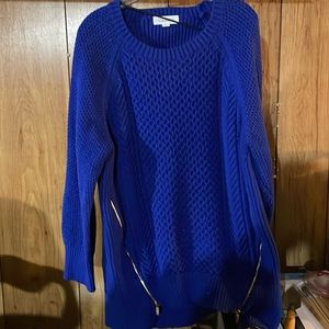 Royal blue with zippers on each side
